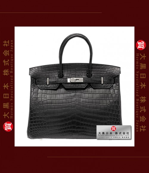 HERMES BIRKIN 35 (Pre-owned) - Black, Matt niloticus crocodile skin, Phw