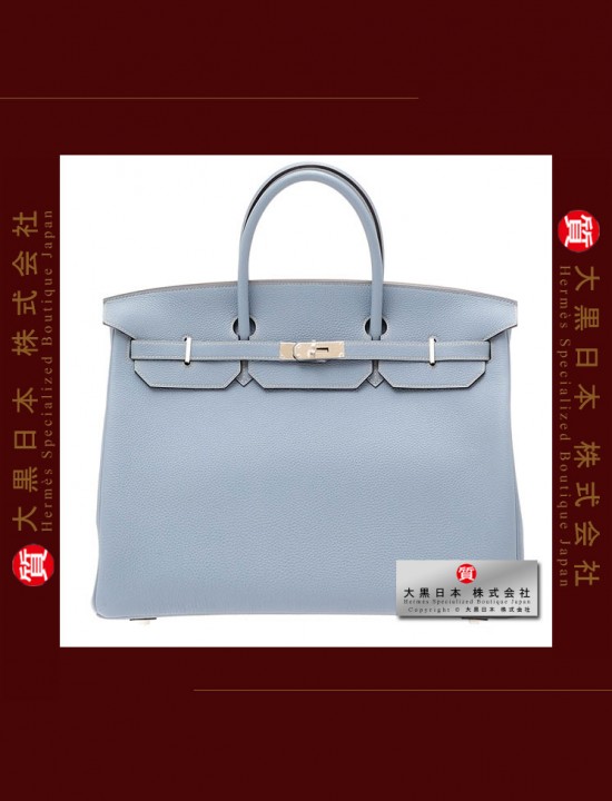 HERMES BIRKIN 40 (Pre-owned) Bleu lin / Linen blue, Togo leather, Phw