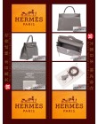 HERMES KELLY 35 (Pre-owned) retourne, Etain / Etain grey, Clemence leather, Phw