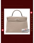 HERMES KELLY 35 (Pre-owned) retourne, Gris tourterelle / Mouse grey, Clemence leather, Phw