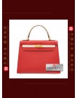 HERMES KELLY 25 TWO COLOUR (Pre-Owned) Sellier, Rouge casaque / Craie, Epsom leather, Ghw